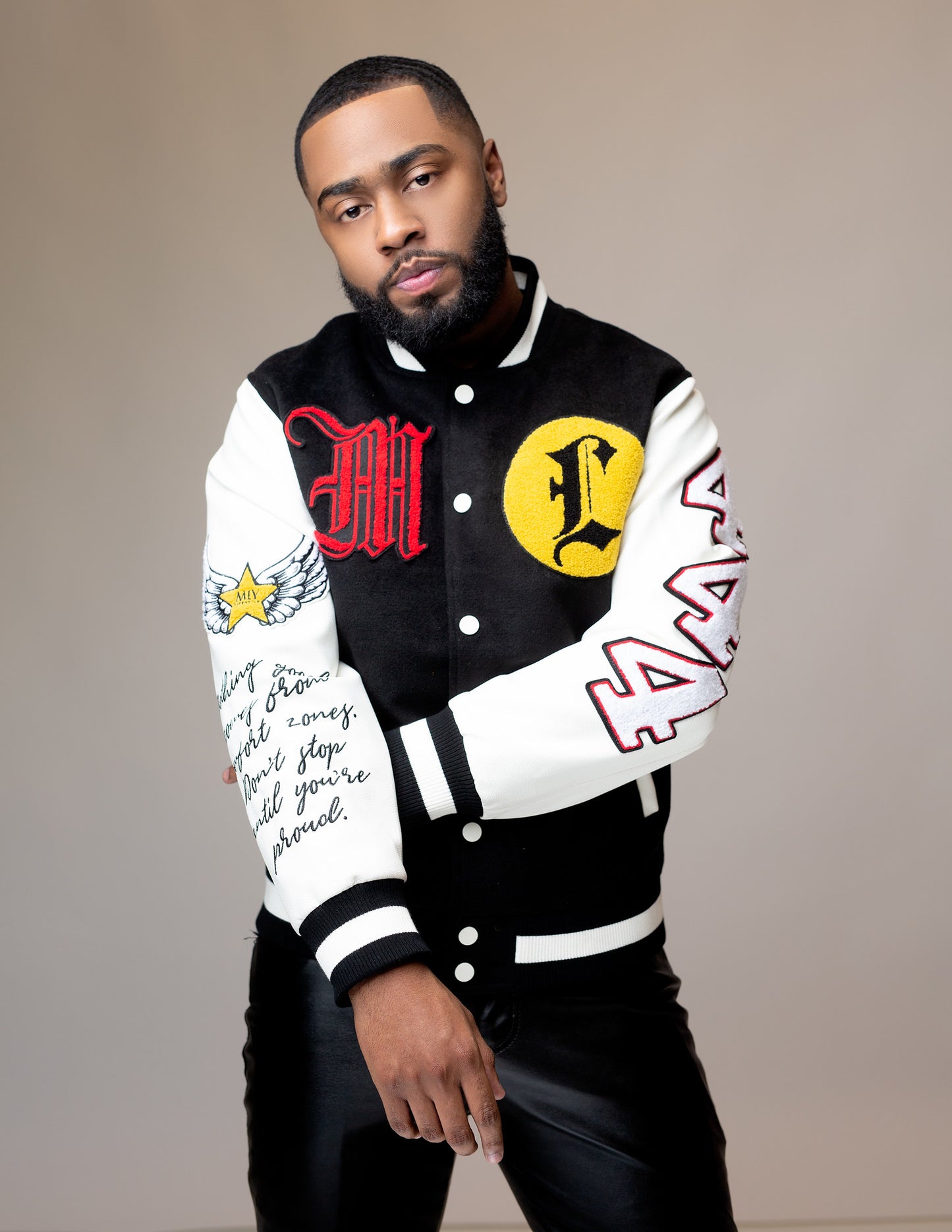 ML Varsity Jacket- B&W (UNISEX)
