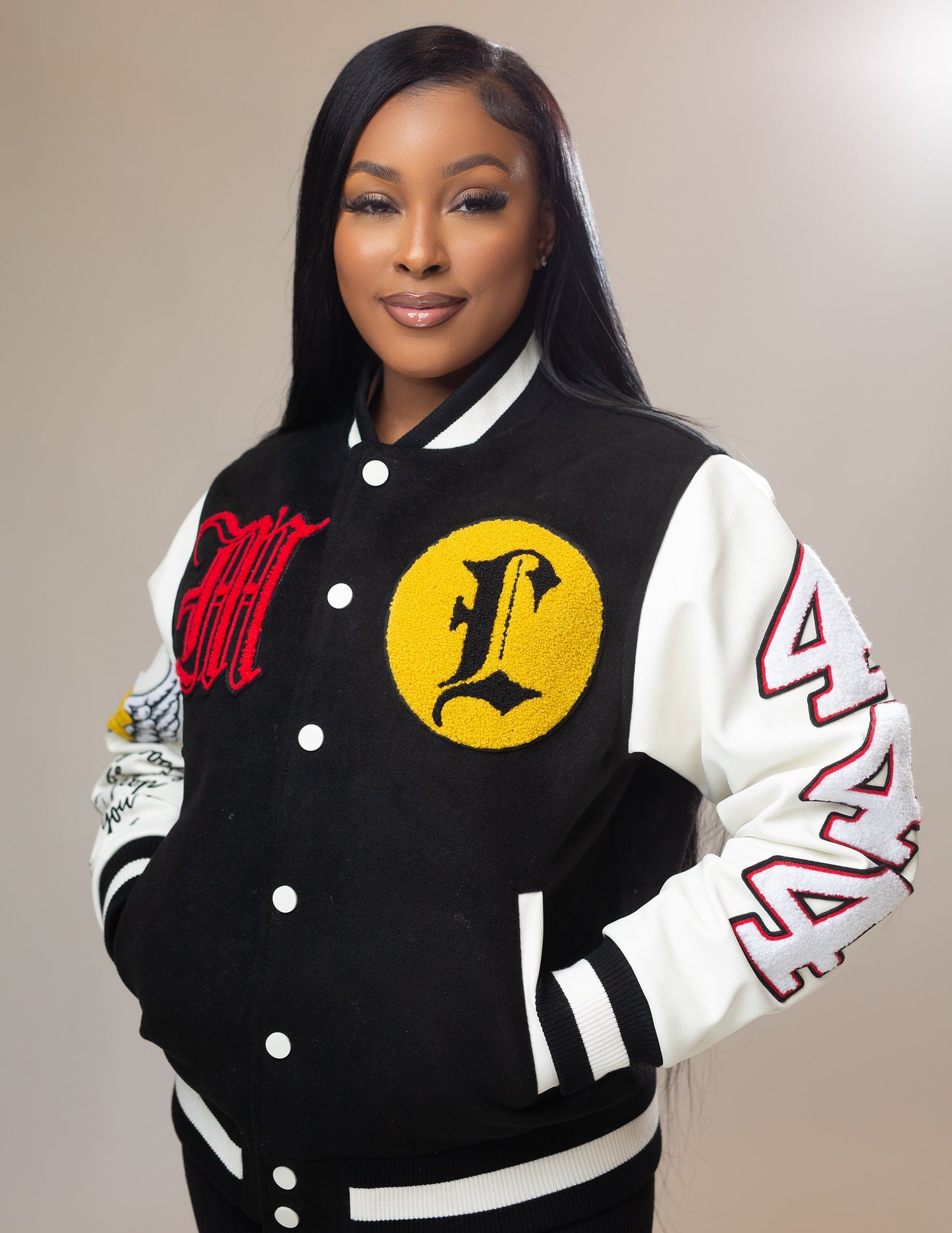 ML Varsity Jacket- B&W (UNISEX)