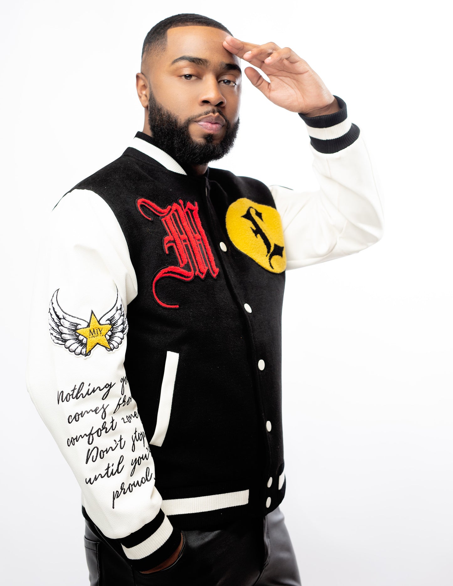 ML Varsity Jacket- B&W (UNISEX)