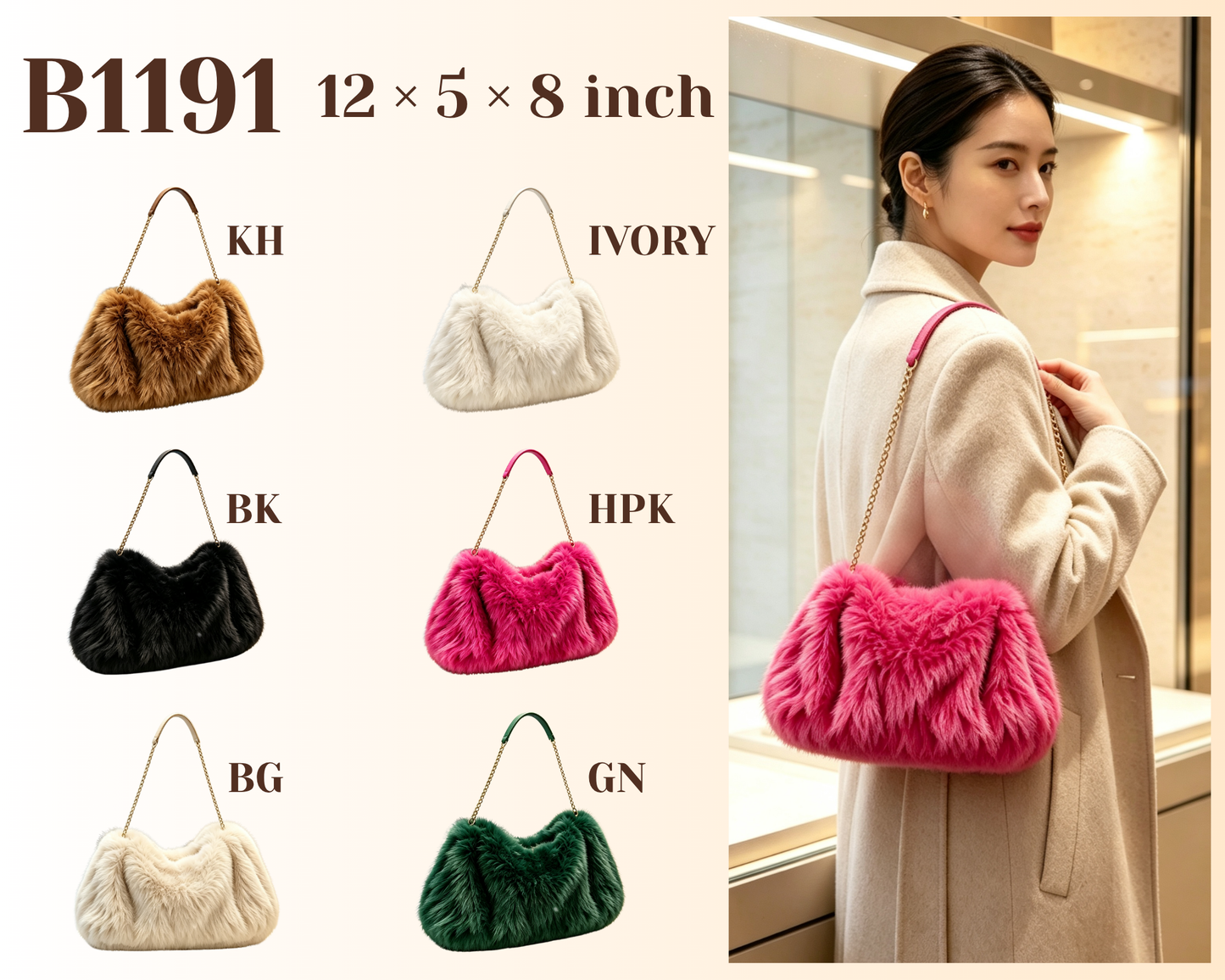 Helen Fur Shoulder Bag (Small)